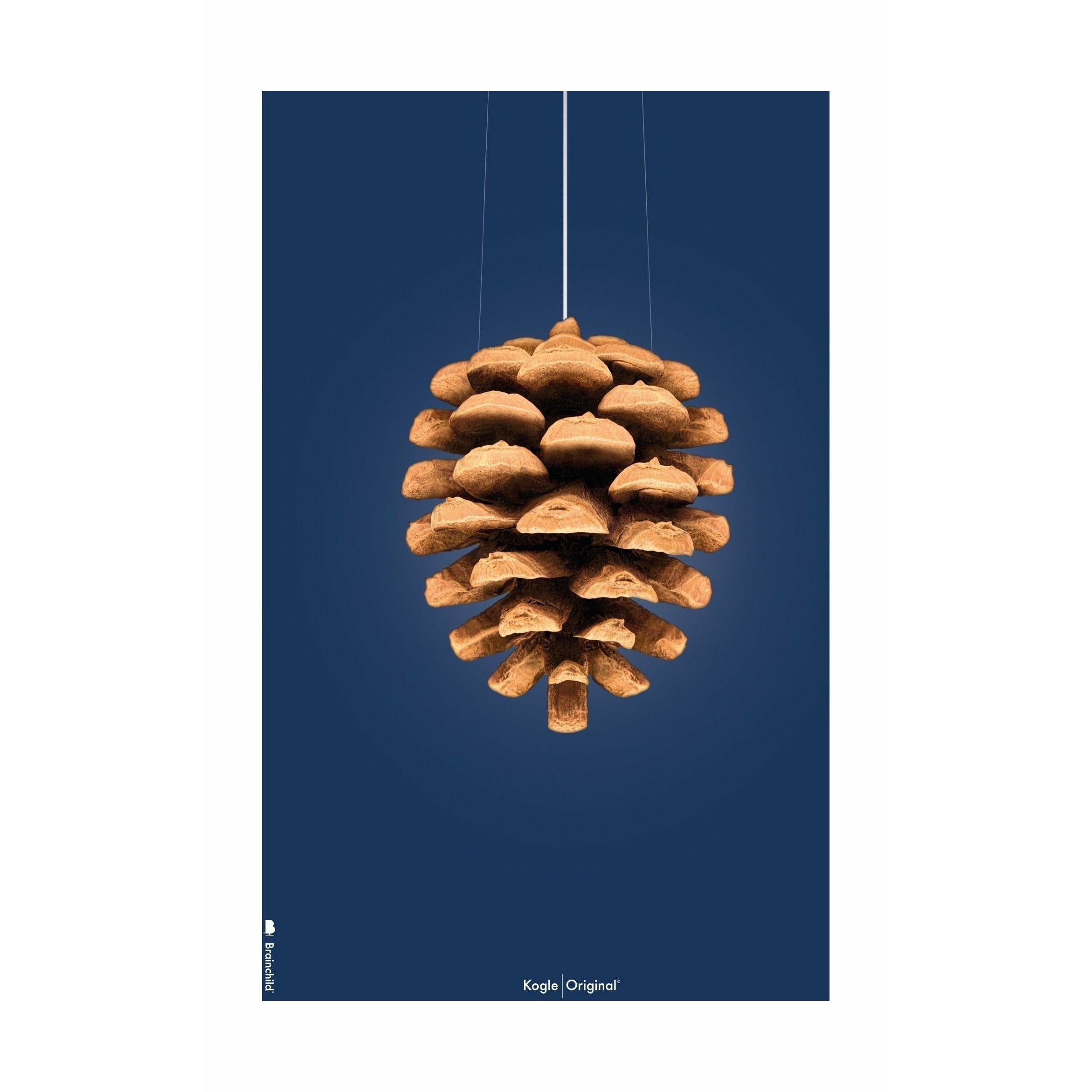 Poster classico del cono di pino da un'idea senza cornice 50x70 cm, sfondo blu scuro