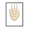 Brainchild Pine Cone Line Poster, Frame In Black Lacquered Wood 50x70 Cm, White Background