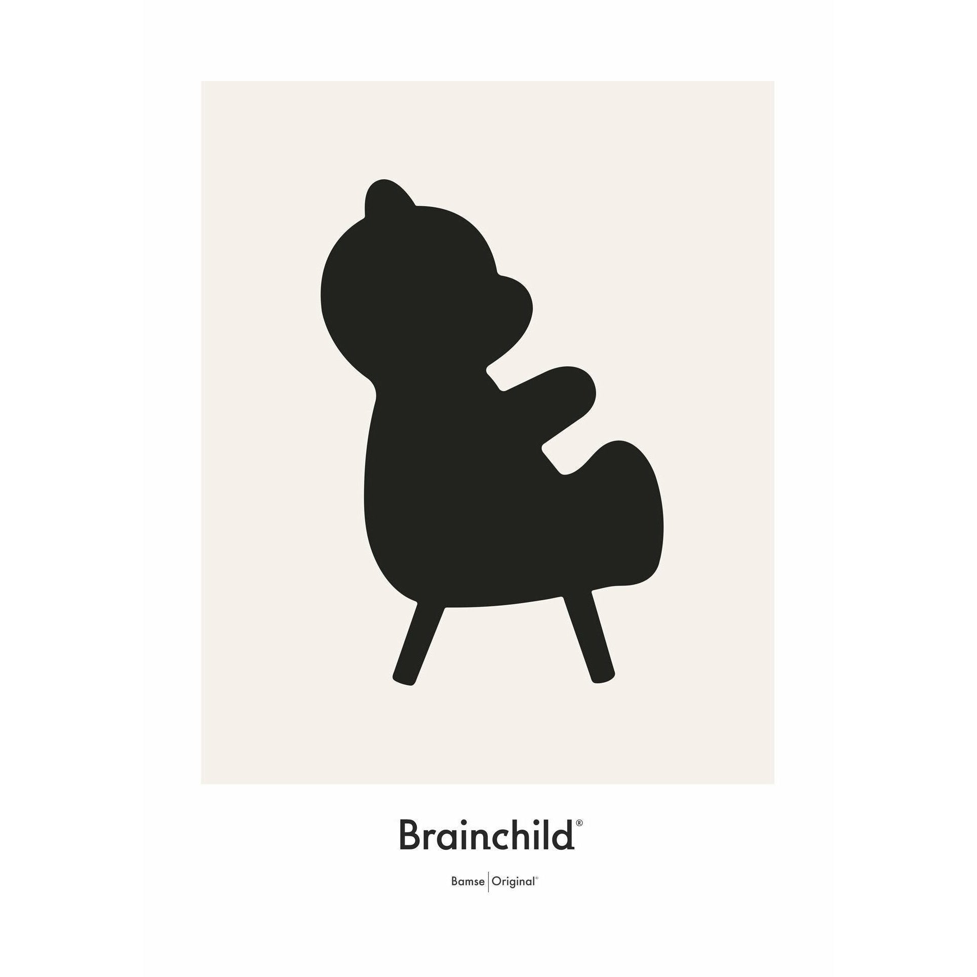 Brainchild Affiche icône de conception d'ours en peluche sans cadre 50 x70 cm, gris