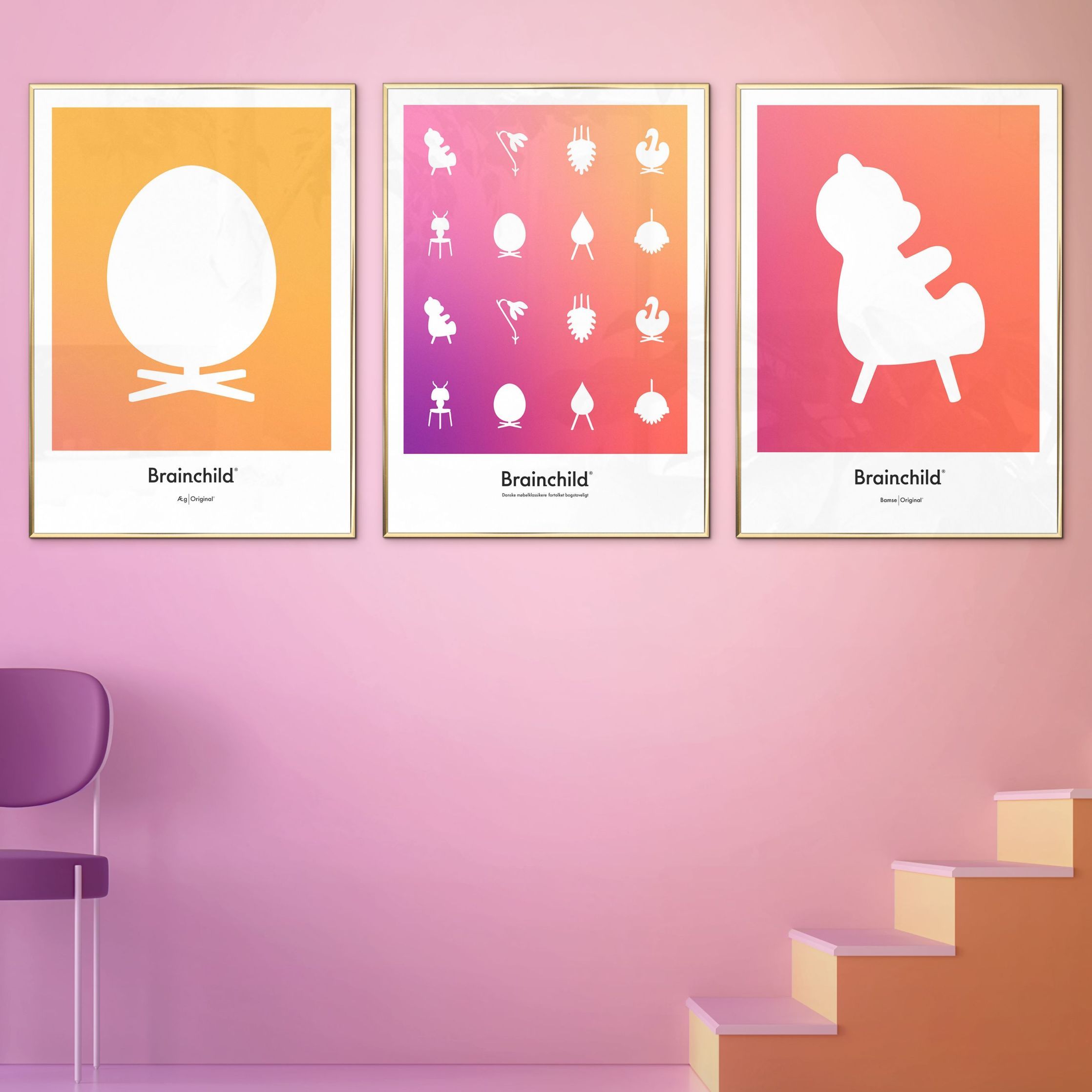 Brainchild Teddy Bear Design Icon Poster Without Frame A5, Orange