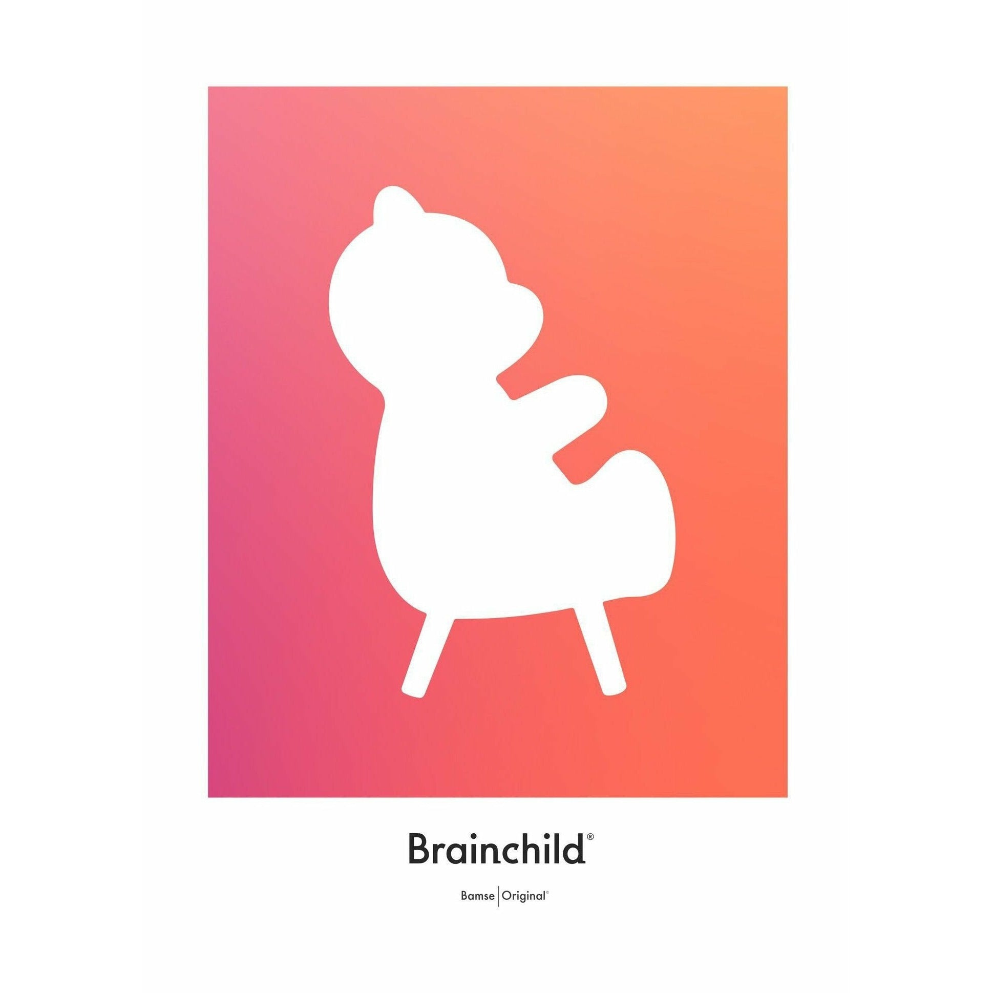 Brainchild Teddy Bear Design Icon Poster uten ramme A5, oransje