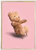 Brainchild Teddybeer klassieke poster messing gekleurd frame 70x100 cm, roze achtergrond