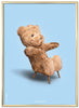 Brainchild Teddy Bear Classic Poster Brass Colored Frame A5, Light Blue Background