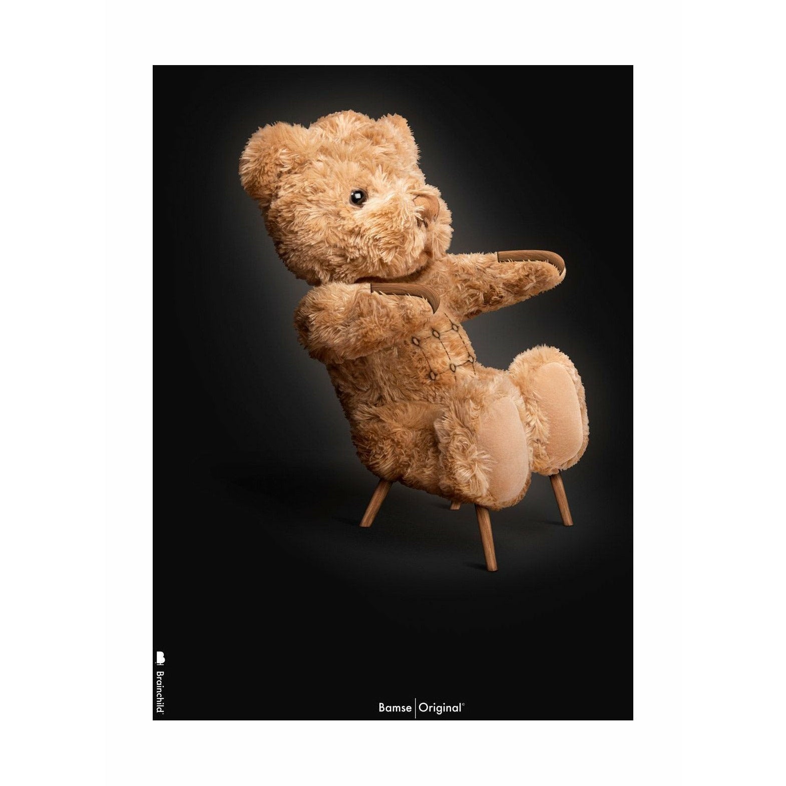 Póster clásico de BrainChild Teddy Bear sin marco 30x40 cm, fondo negro