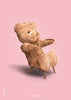 创意泰迪熊经典海报没有框架A5，粉红色背景