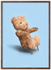 Brainchild Teddybeer klassiek poster frame gemaakt van donker hout ram 50x70 cm, lichtblauwe achtergrond