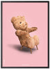 Brainchild Teddybeer klassiek poster frame gemaakt van zwart gelakt hout 30x40 cm, roze achtergrond