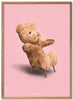 Brainchild Teddybeer klassiek poster frame gemaakt van licht hout ramme 50x70 cm, roze achtergrond
