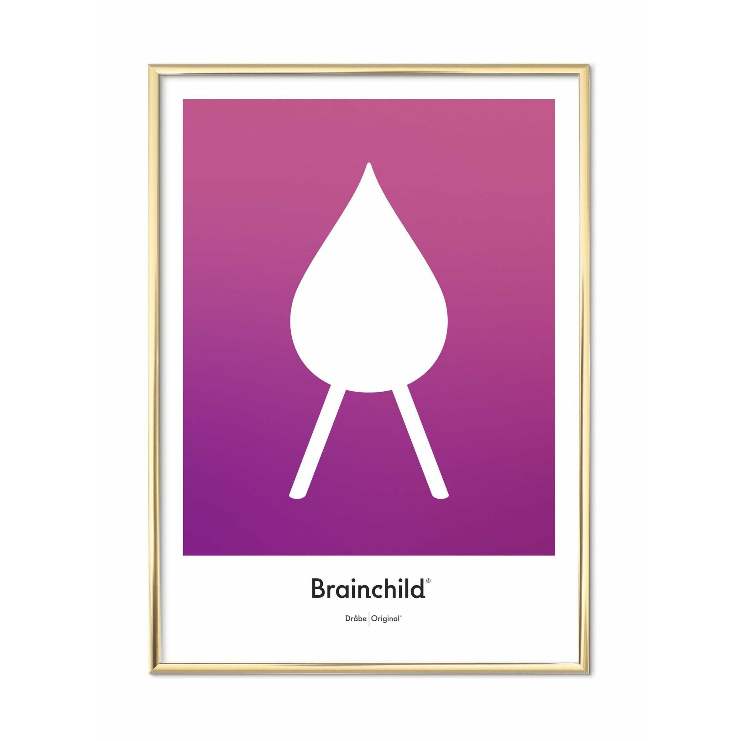 Brainchild Drop Design Icon Poster, messingfarbener Rahmen 30 X40 cm, lila
