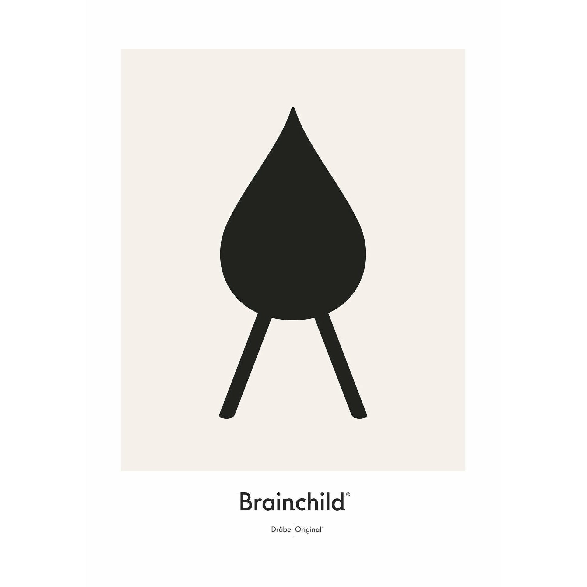 Brainchild Drop designikonplakat uden ramme 30 x40 cm, grå
