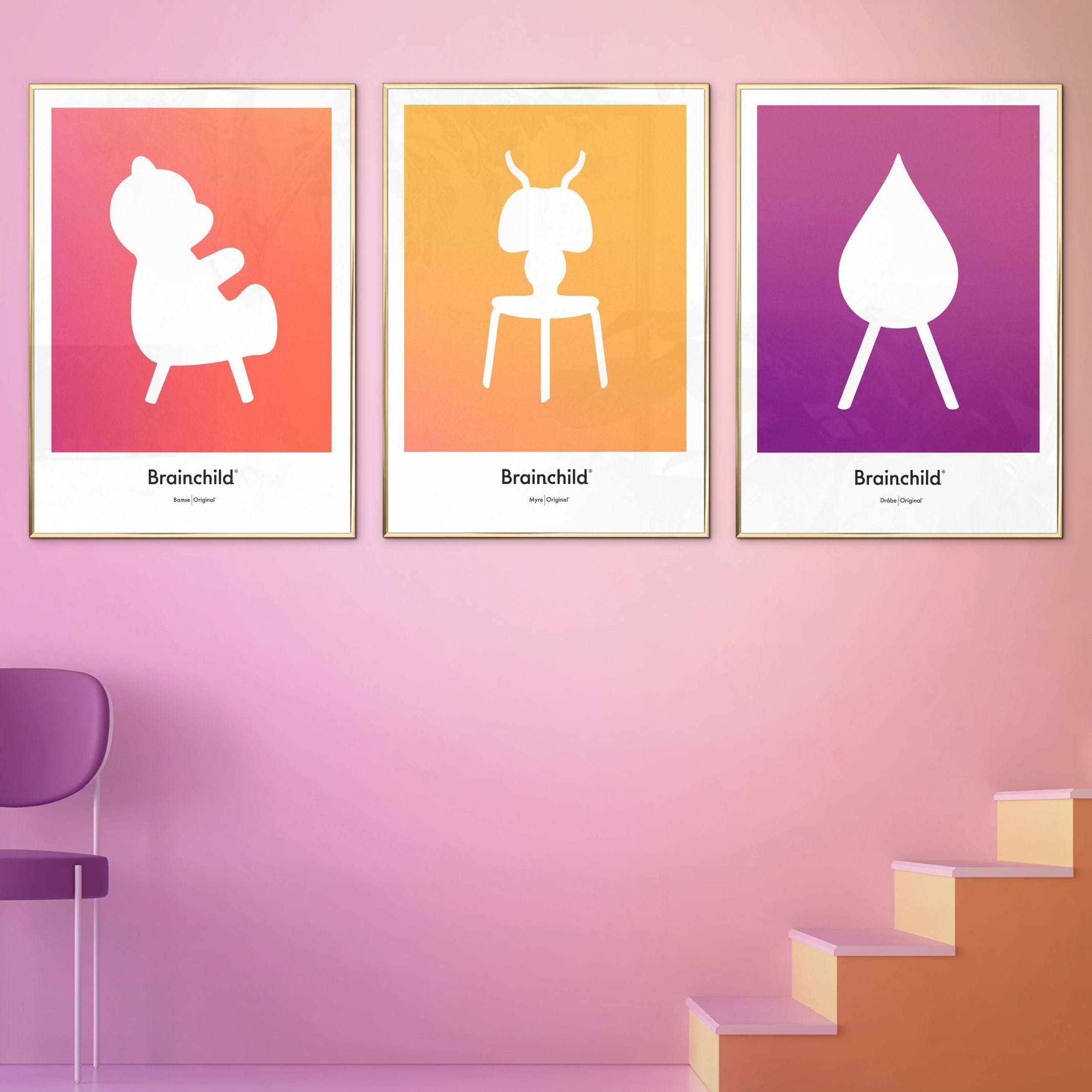 创意滴设计图标海报，深木框架A5，紫色