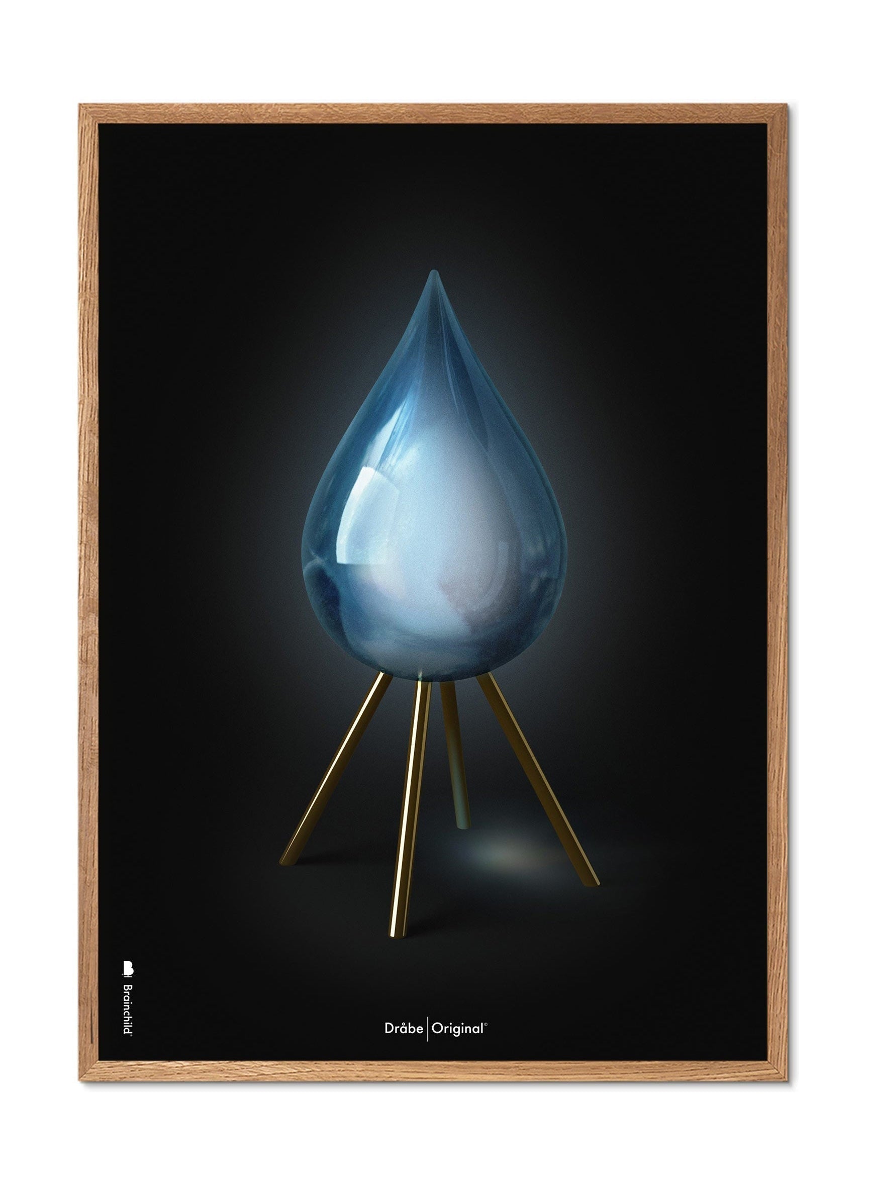 Poster classico Drop Drop di gioco, cornice in legno chiaro 70x100 cm, sfondo nero