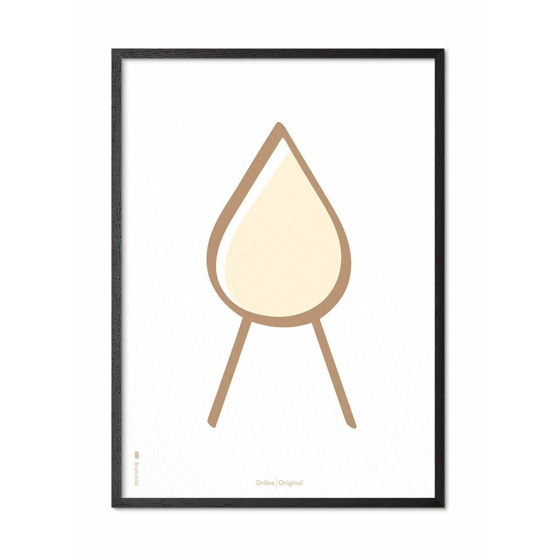 Brainchild Drop Line Poster, Frame In Black Lacquered Wood 30x40 Cm, White Background