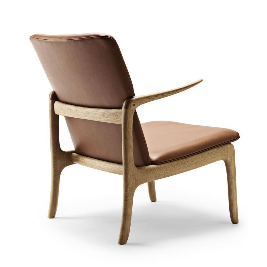 Carl Hansen Ow124 Beak Chair, Oiled Oak/Brown Leather