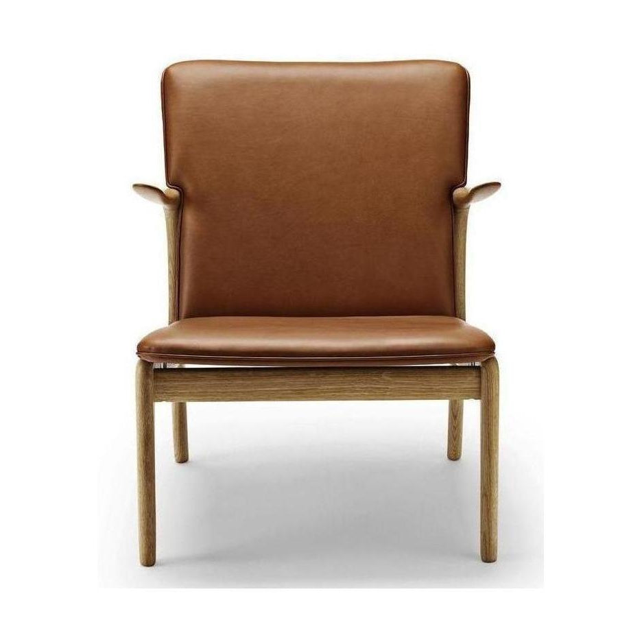 Carl Hansen Ow124 Beak Chair, Oiled Oak/Brown Leather