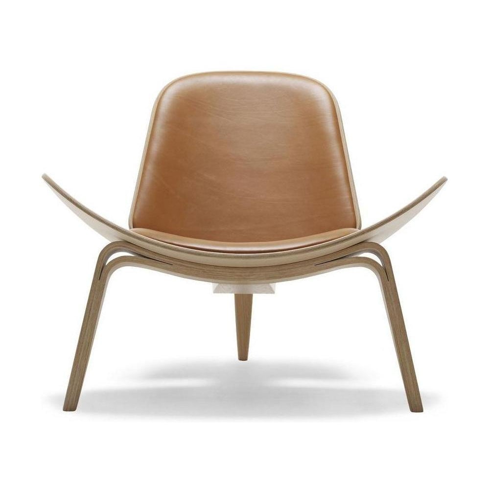 Carl Hansen CH07壳椅，上油橡木/棕色皮革SIF 95