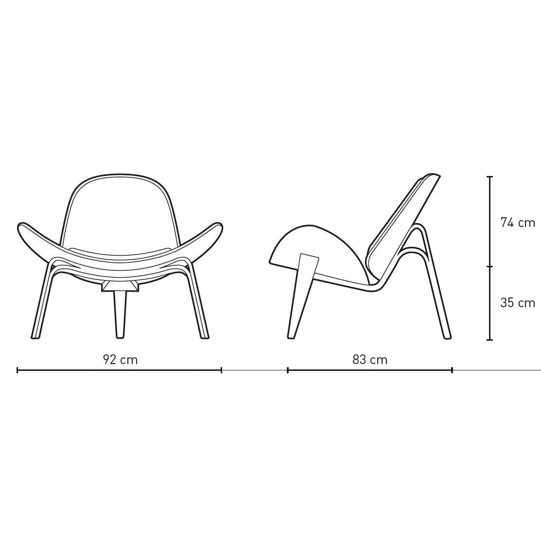 Carl Hansen CH07 Shell -stoel, geolied eiken/zwart leer Thor 301