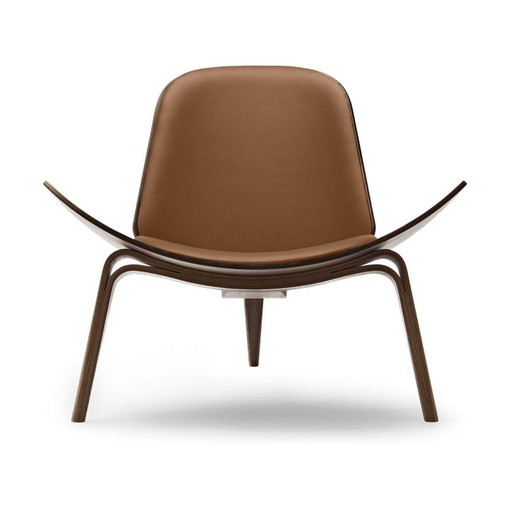 Carl Hansen CH07 Shell -stoel, geolied walnootbruin leer Thor 307