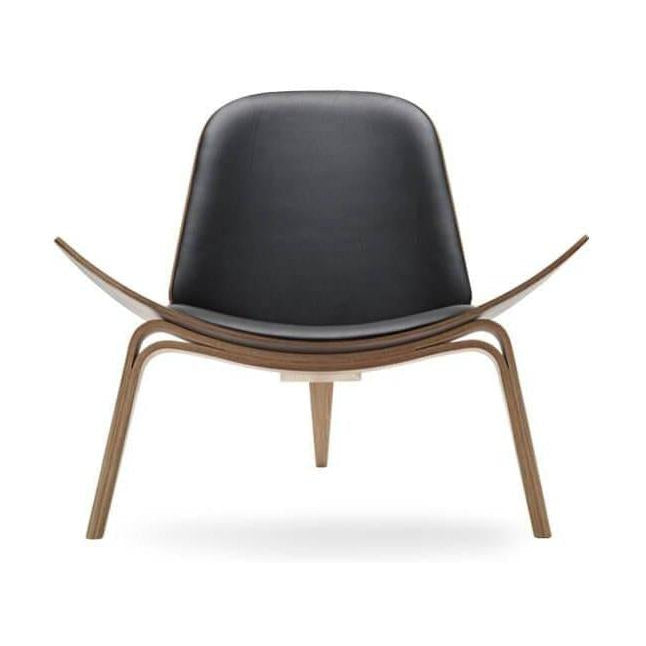 Carl Hansen CH07 Shell -stoel, gerookte eiken/zwart leer Thor 301