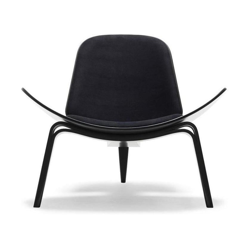 Carl Hansen CH07 Shell -stoel, zwarte eiken/zwart leer Thor 301