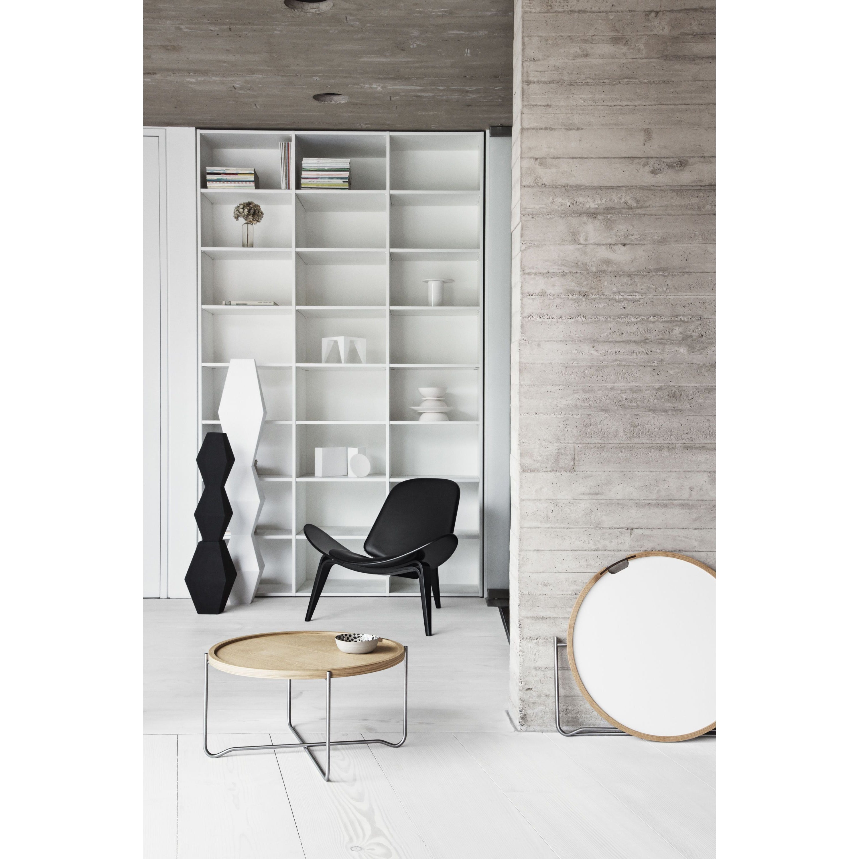 Carl Hansen Ch07 Shell Chair, White Oiled Oak/Dark Gray Fabric