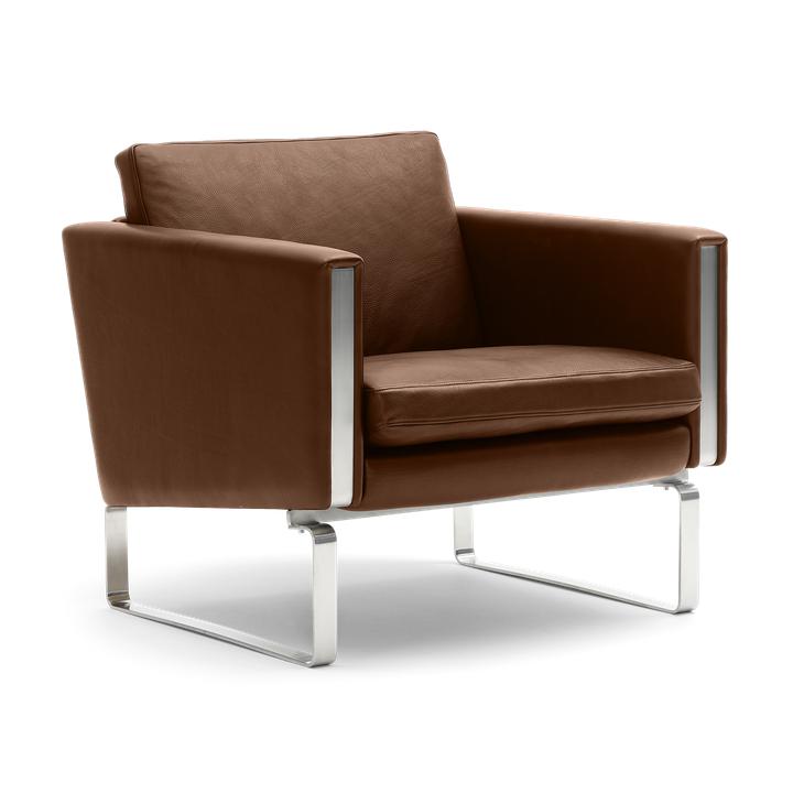 Carl Hansen CH101 Lounge -stoel, staal/bruin leer