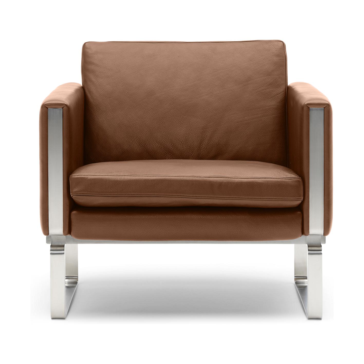 Carl Hansen CH101 Lounge Stuhl, Stahl/braunes Leder