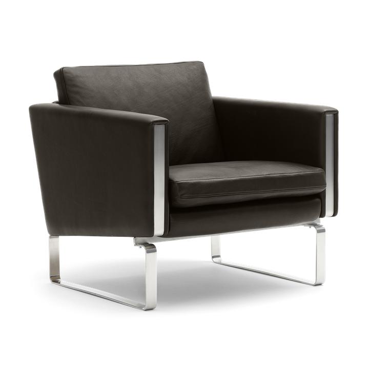 Carl Hansen Ch101 Lounge Chair, Steel/Dark Brown Leather (Thor 306)