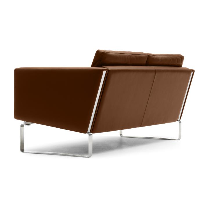 Carl Hansen CH102 sofa, stål/brunt skinn