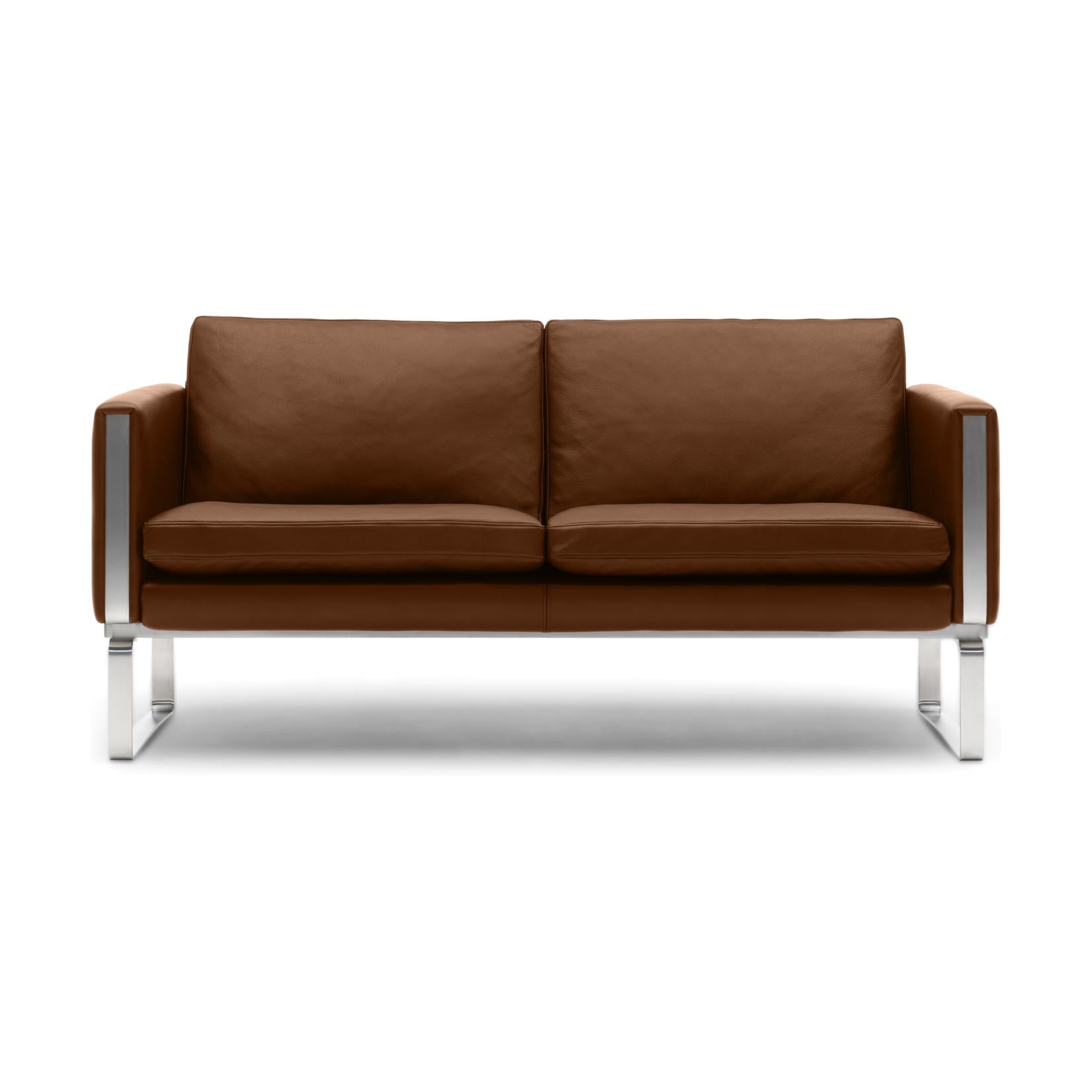 Carl Hansen CH102 -sohva, teräs/ruskea nahka