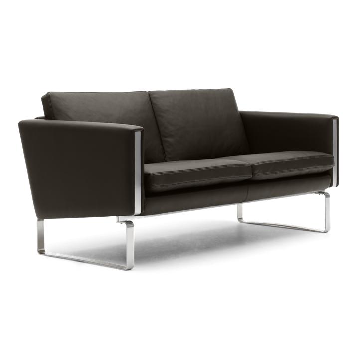 Carl Hansen CH102 sofa, stål/mørkebrunt skinn (Thor 306)