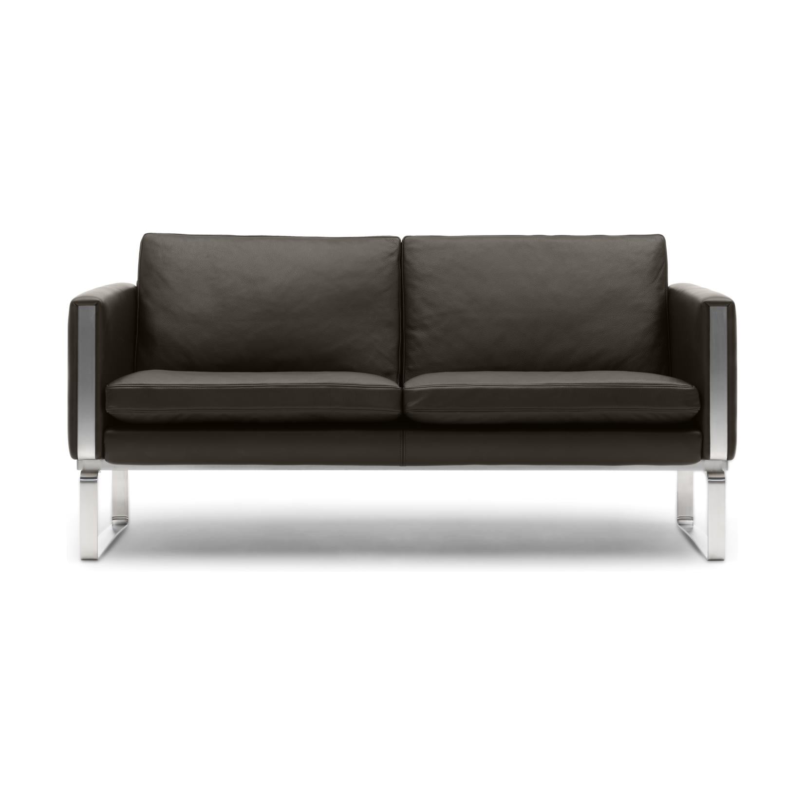 Carl Hansen CH102 Sofa, staal/donkerbruin leer (Thor 306)