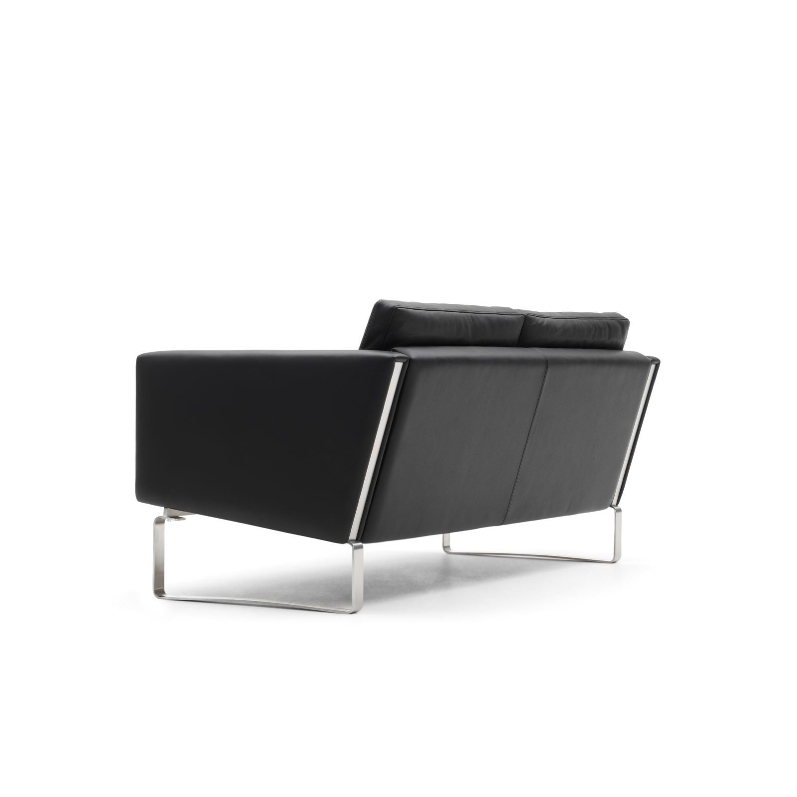 Carl Hansen Ch102 Sofa, Steel/Black Leather (Thor 301)