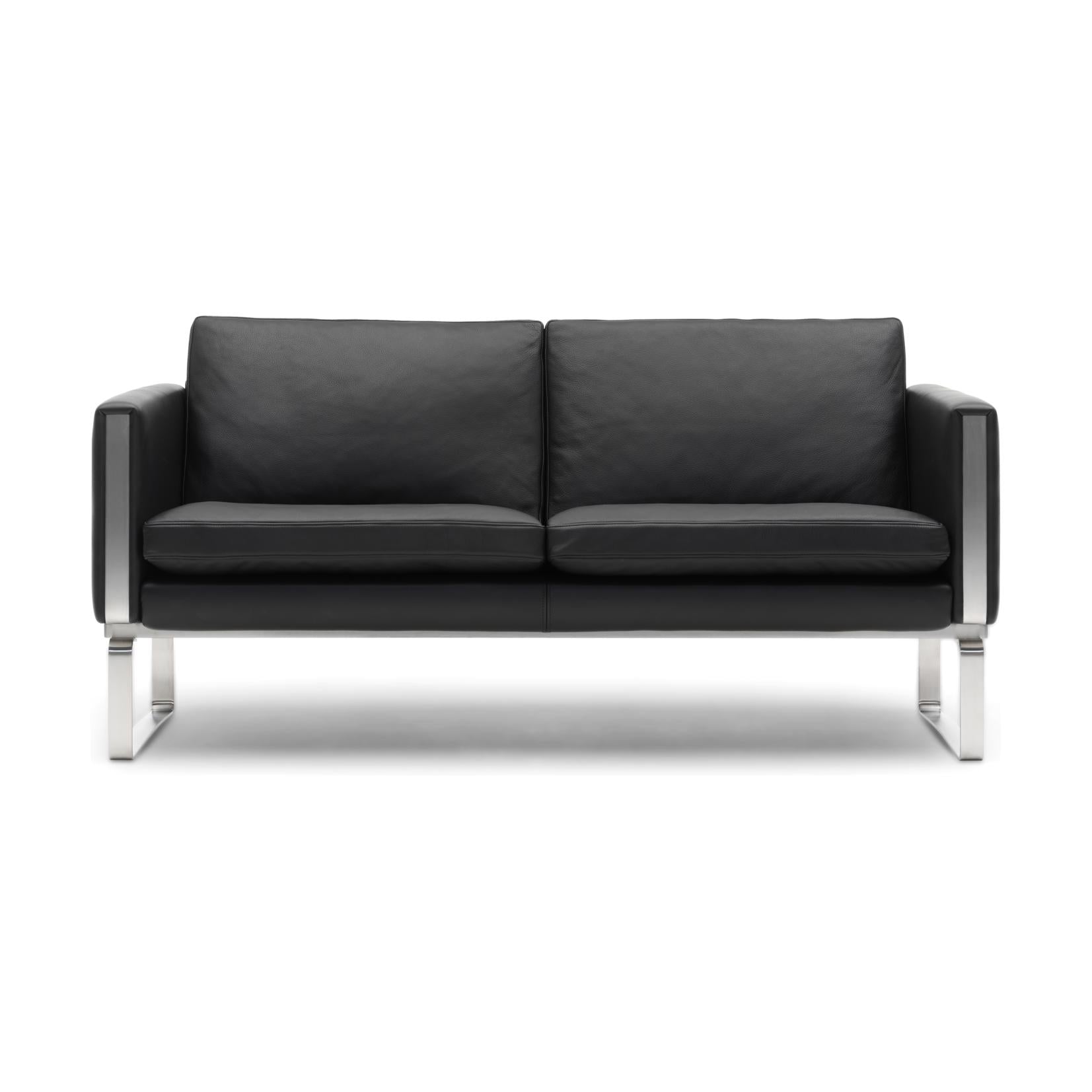 Carl Hansen CH102 soffa, stål/svart läder (Thor 301)