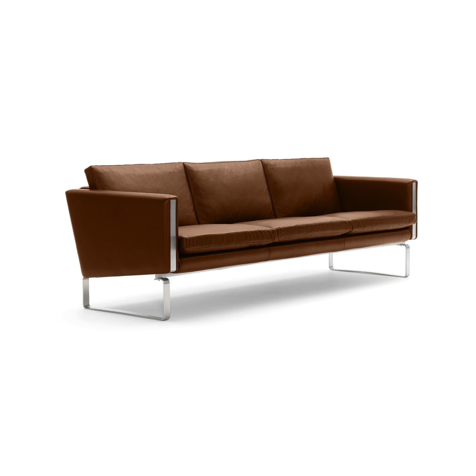 Carl Hansen CH103 soffa, stål/brunt läder