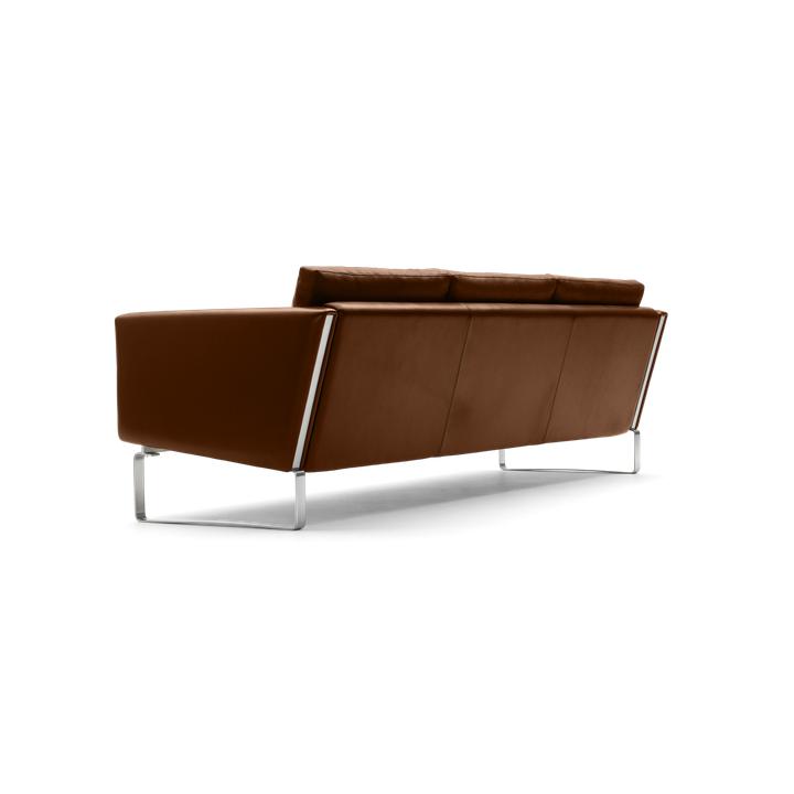 Carl Hansen CH103 soffa, stål/brunt läder