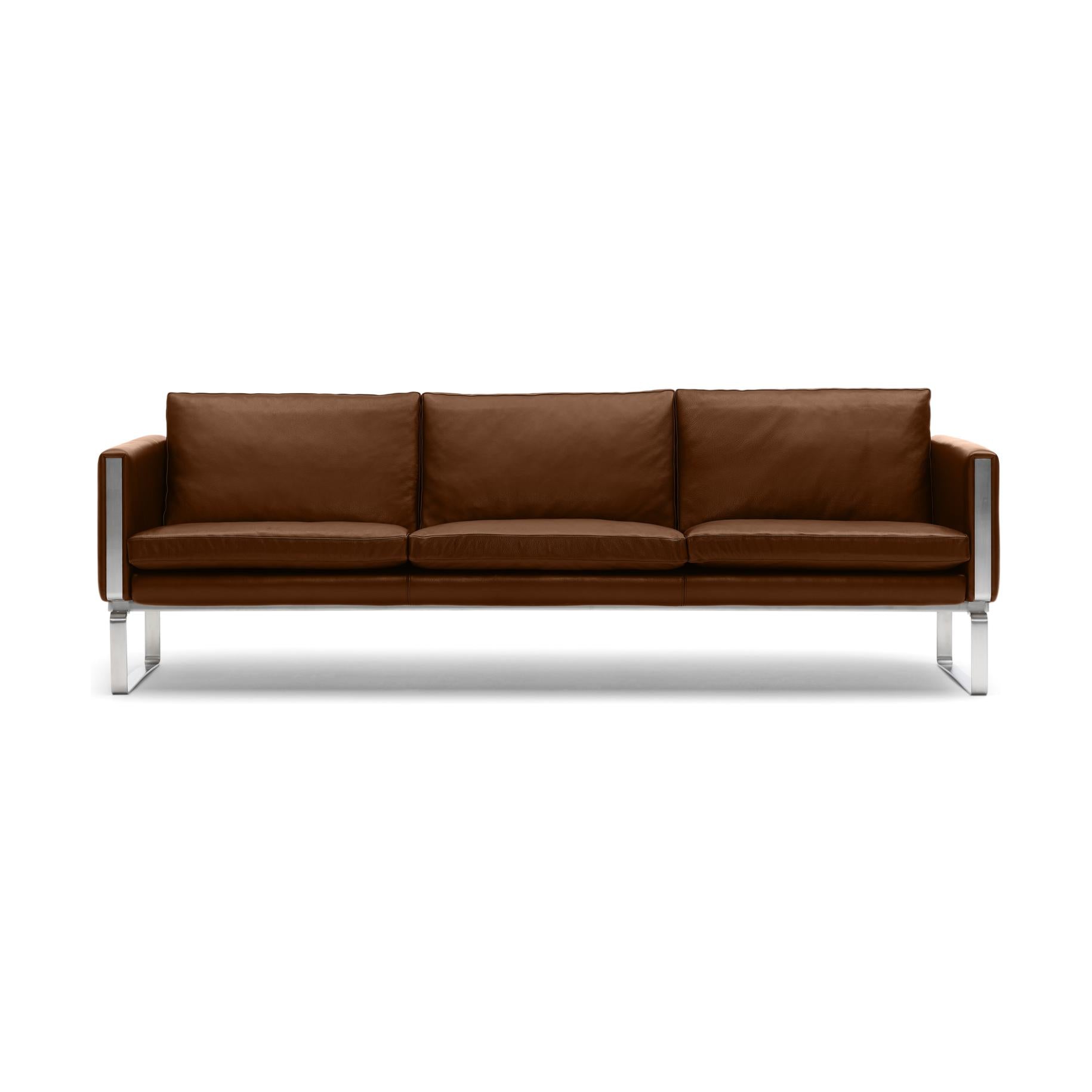 Carl Hansen CH103 sofa, stål/brunt læder