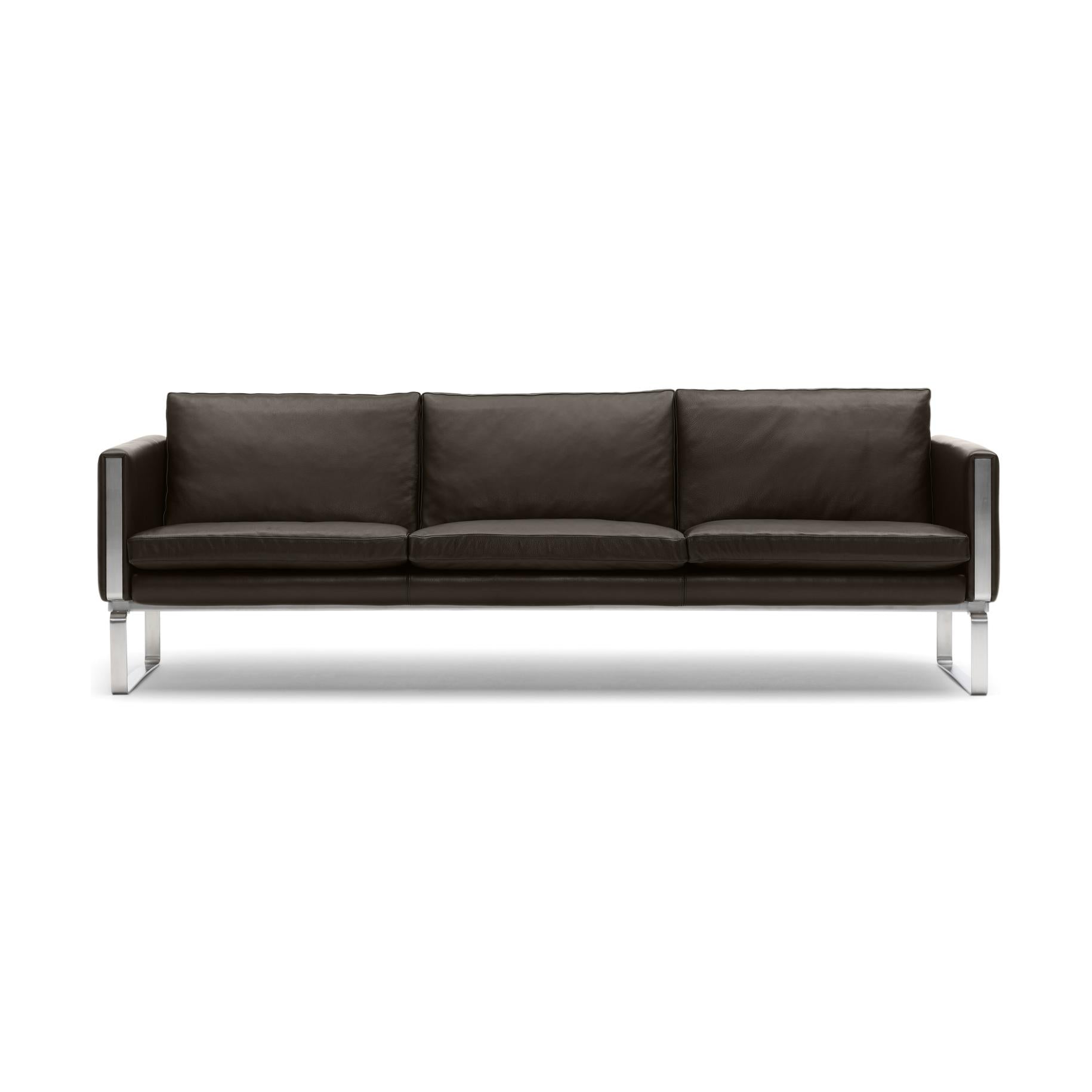 Carl Hansen CH103 sofa, stål/mørkebrunt læder