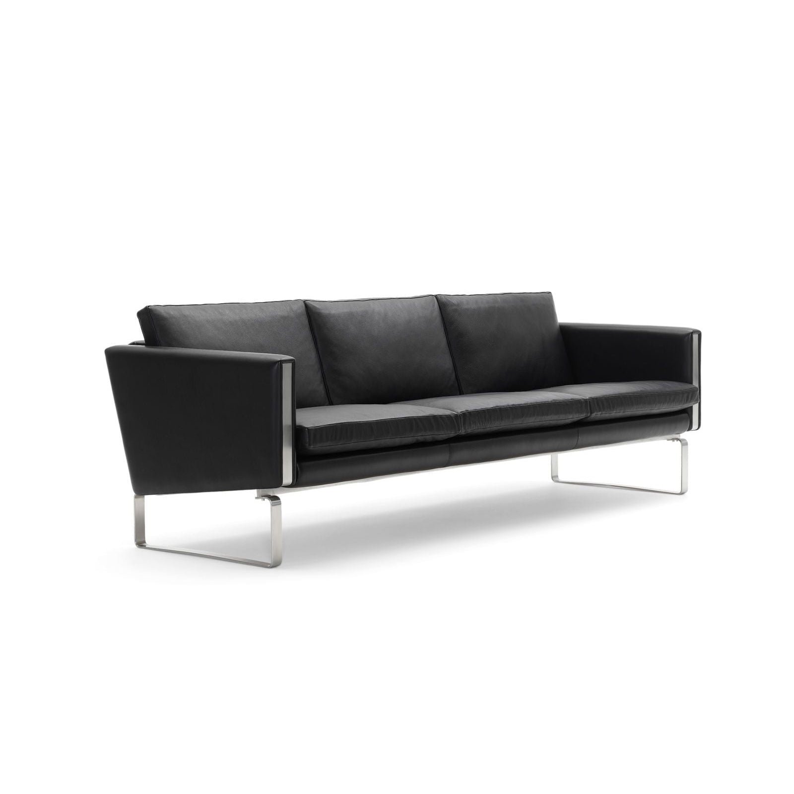 Carl Hansen CH103沙发，钢/黑色皮革