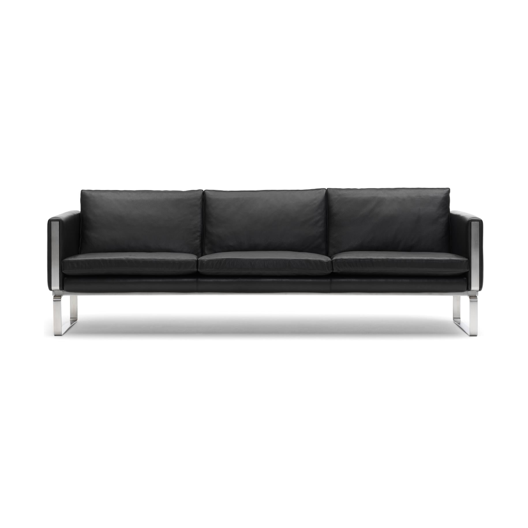 Carl Hansen Ch103 Sofa, Steel/Black Leather