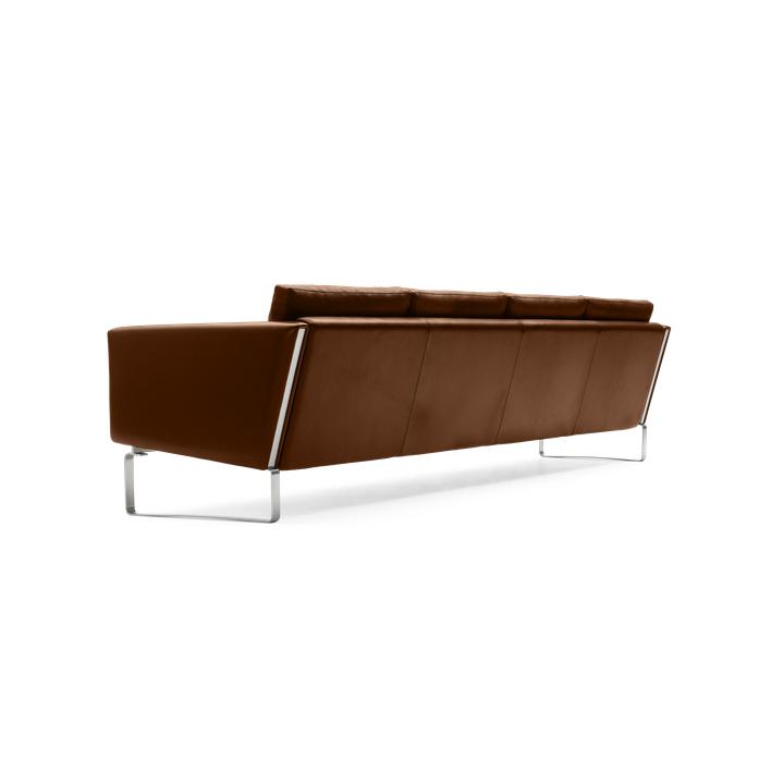 Carl Hansen CH104 sofa, stål/brunt skinn