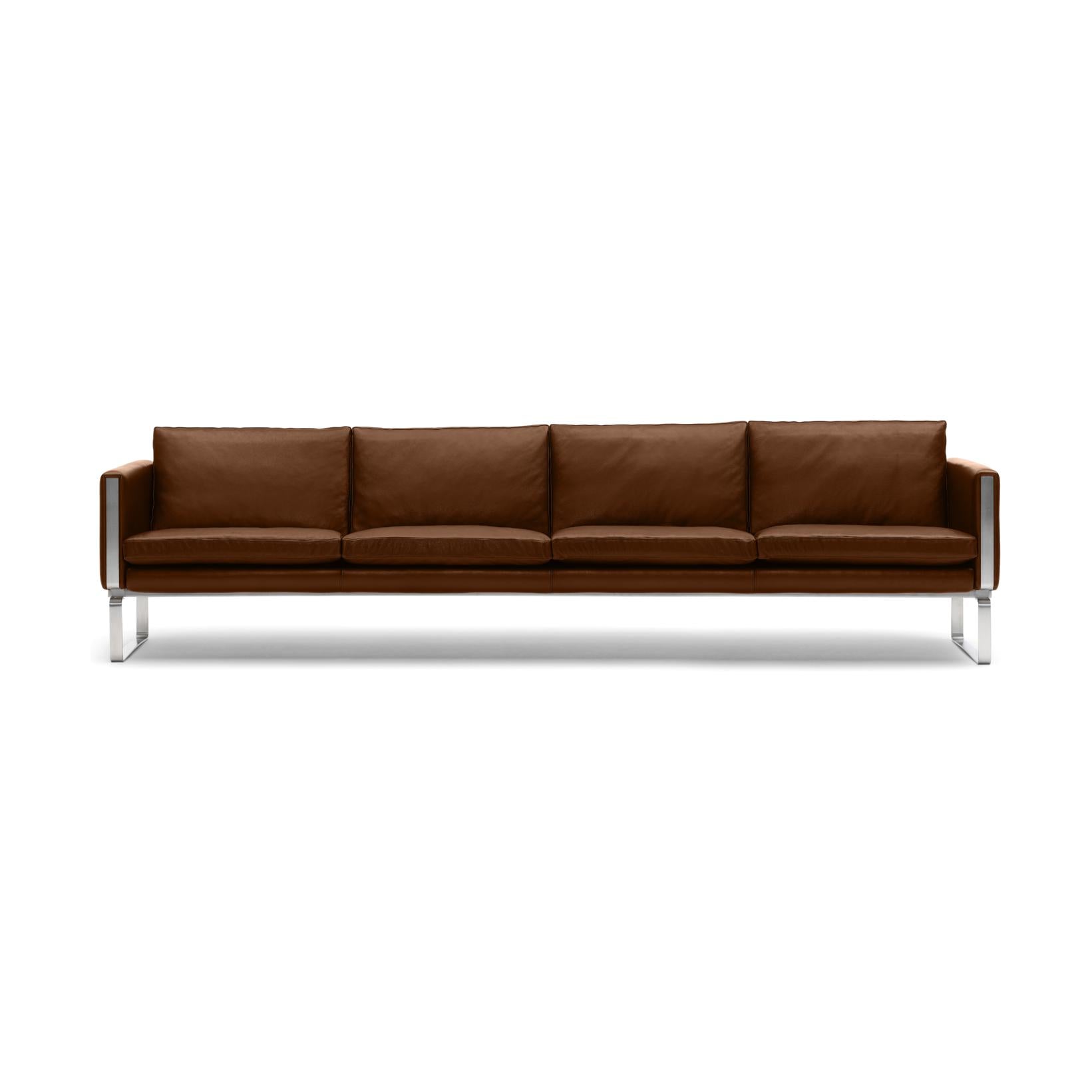 Carl Hansen CH104 -sohva, teräs/ruskea nahka