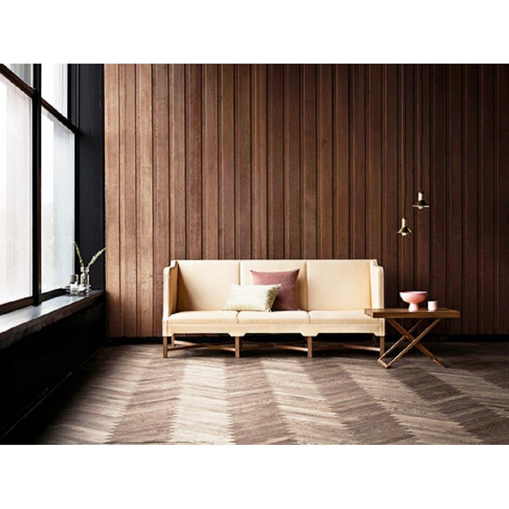Carl Hansen CH104 sofa, stål/mørkebrunt læder