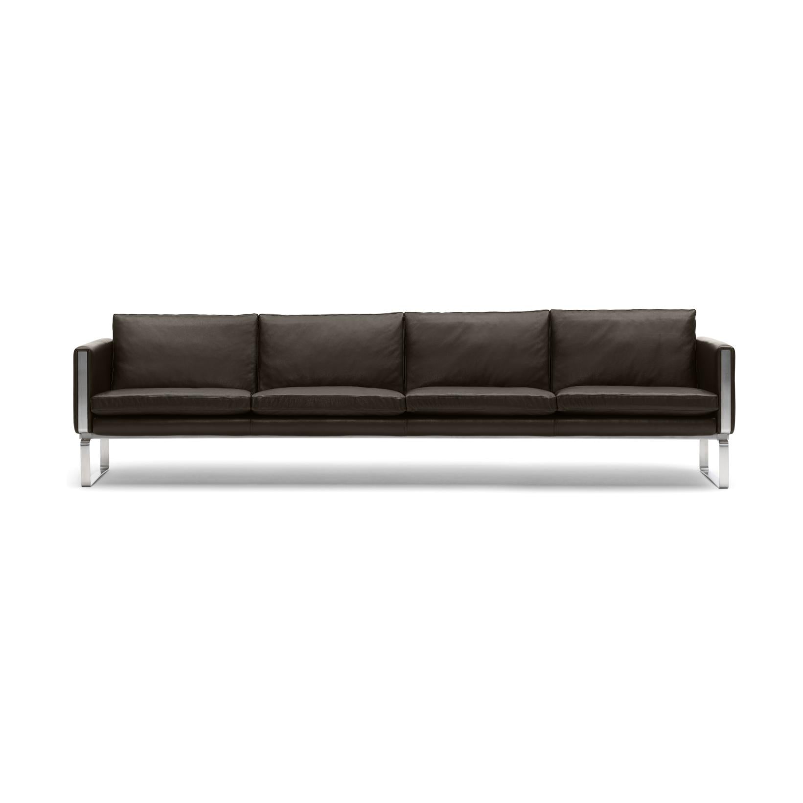 Carl Hansen CH104 soffa, stål/mörkbrunt läder