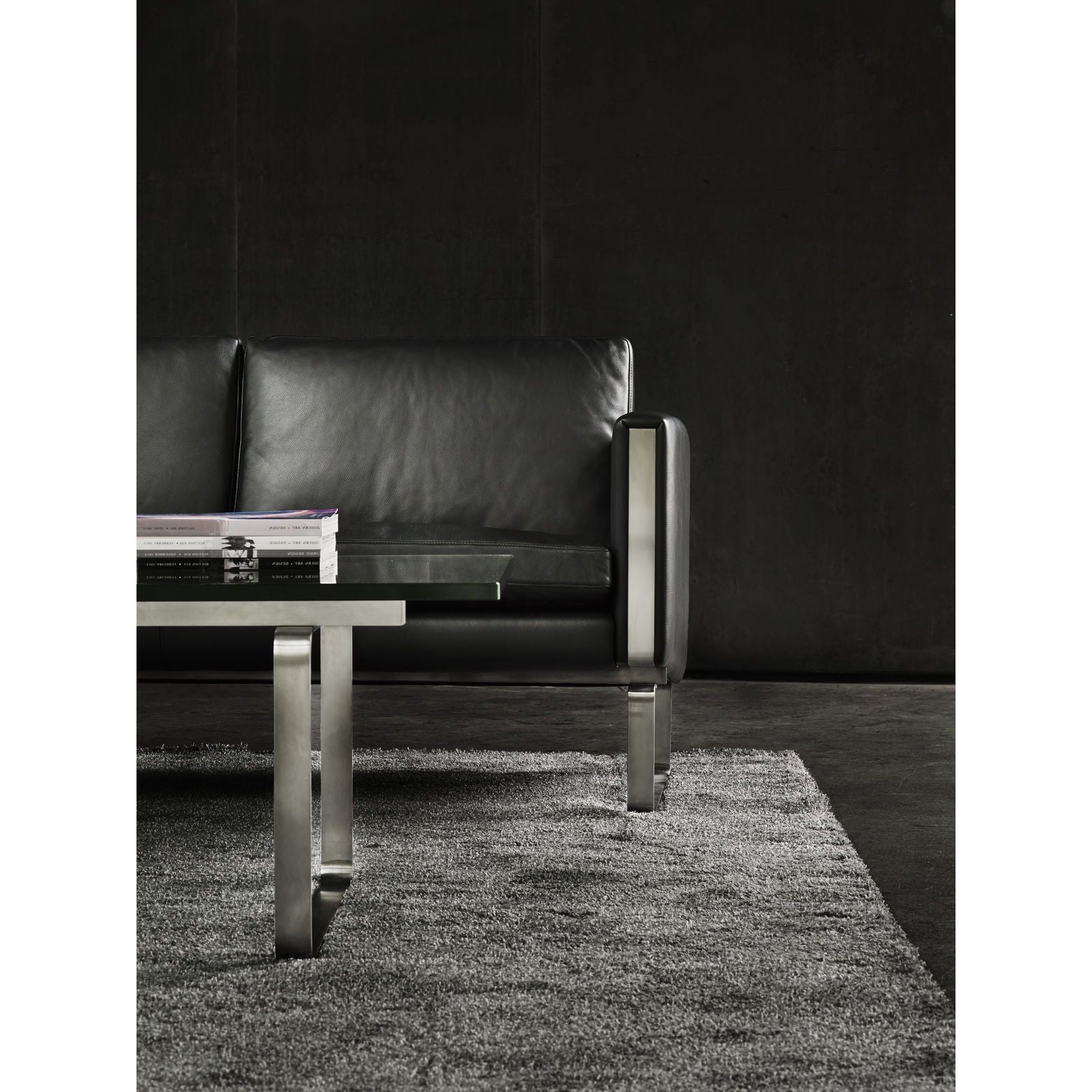 Carl Hansen CH104 -sohva, teräs/musta nahka
