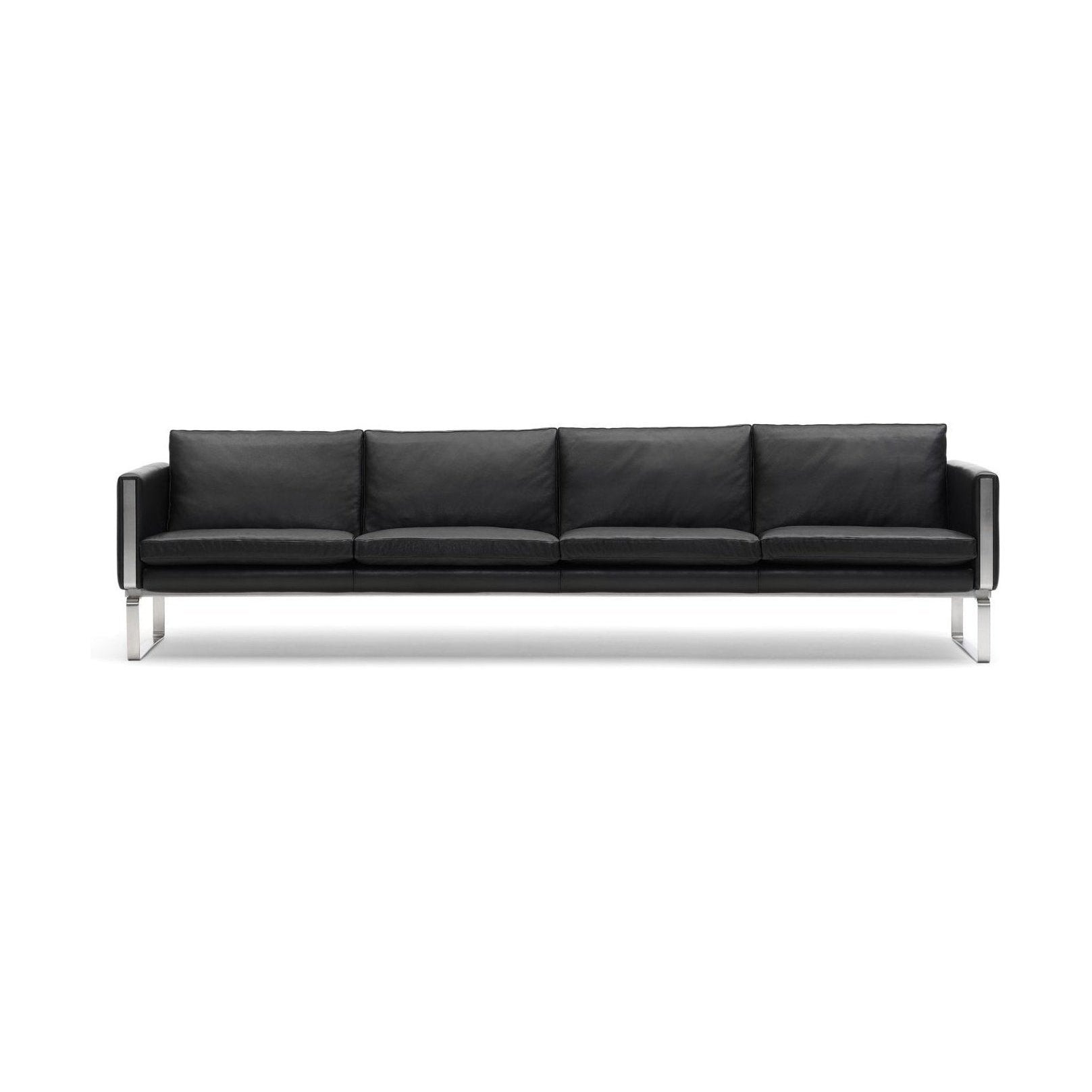 Carl Hansen CH104沙发，钢/黑色皮革
