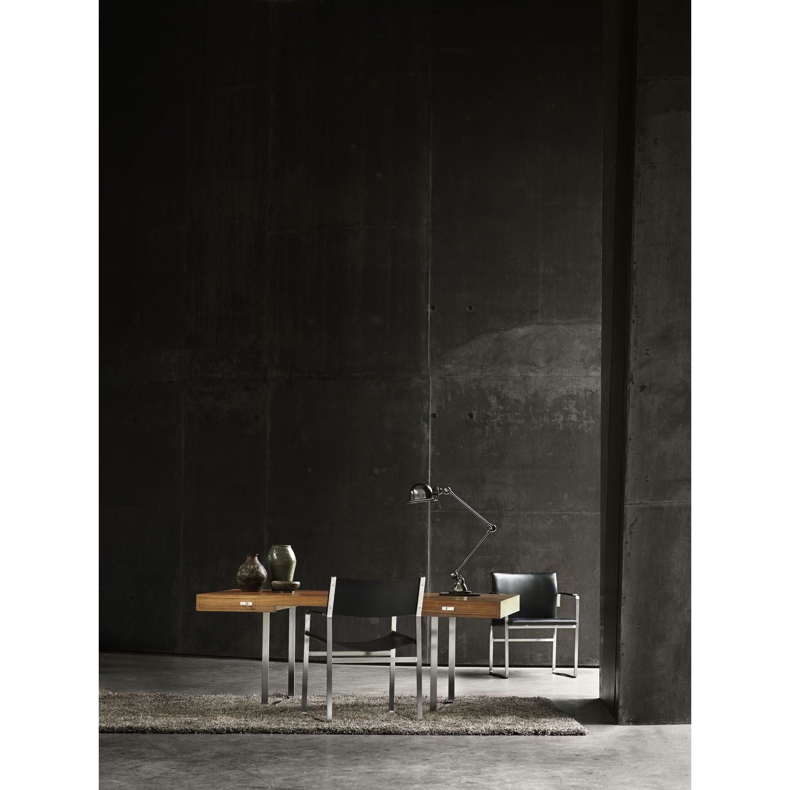 Carl Hansen CH111 -stoel, staal/zwart leer