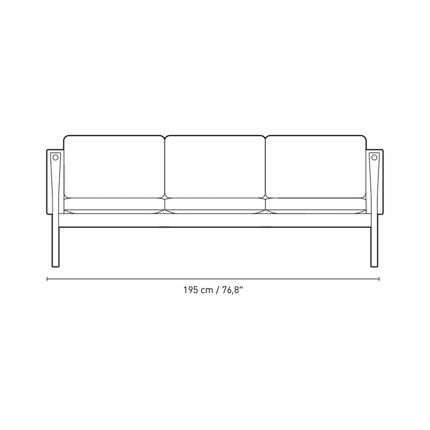 Carl Hansen CH162 3 Seter sofa eik røykolje, moly 114