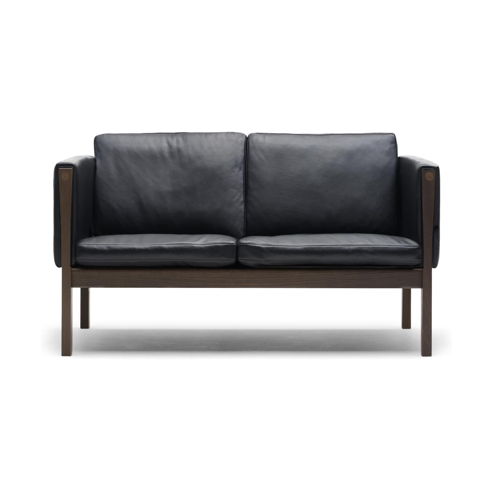 Carl Hansen CH162 Sofa, geoliede walnoot/zwart leer