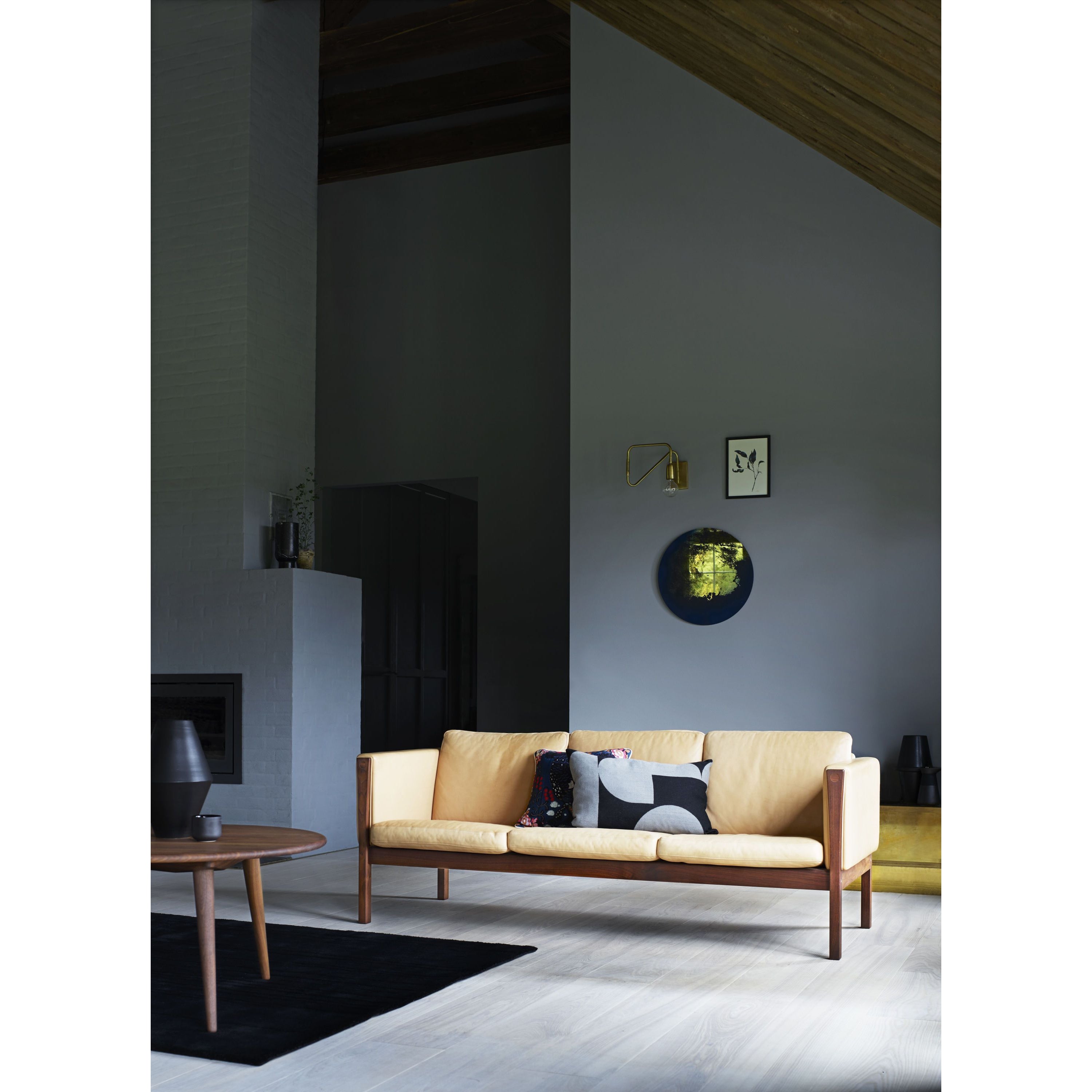 Carl Hansen CH163 divano, quercia oliata/pelle nera